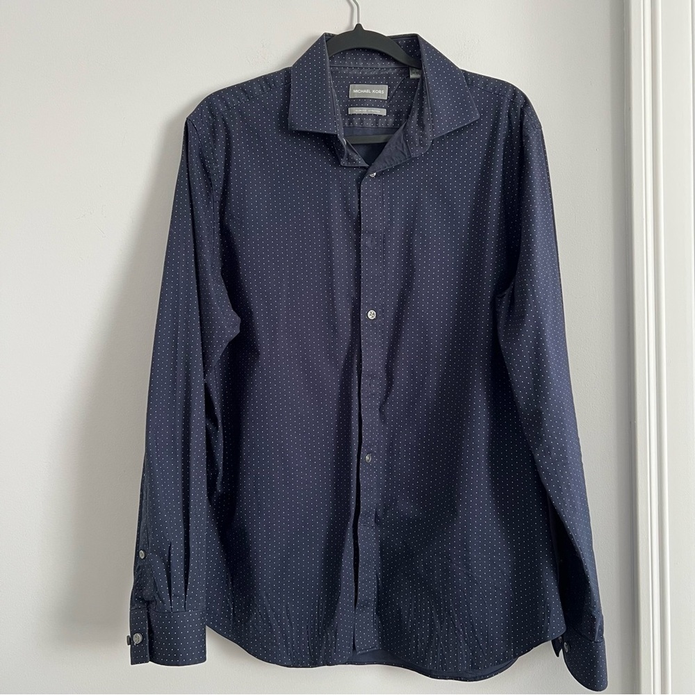 Michael Kors Blue Dress Shirt Classic Formal Wear